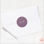 Elegant Purple Monogram Modern Wedding Classic Round Sticker<br><div class="desc">Modern wedding stickers featuring a clean design with your monogram in a serif font.</div>