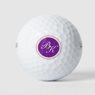 Elegant Purple Monogram Style Golf Balls