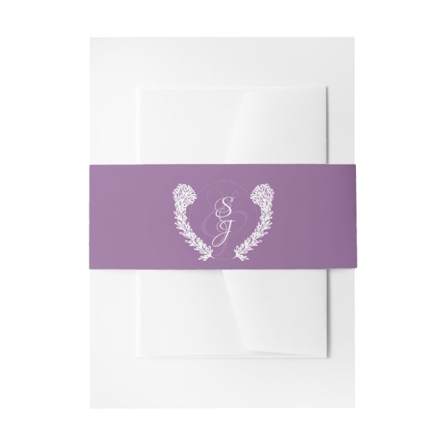 Elegant Purple Monogram Wedding Invitation Belly Band (Front Example)