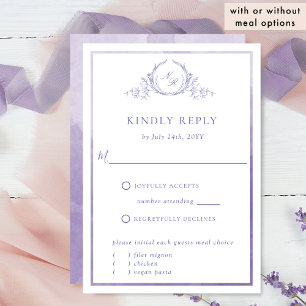 Elegant Purple Monogram with Watercolor RSVP Card