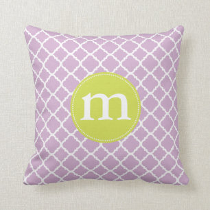 Elegant Purple Moroccan Quatrefoil Personalized Throw Pillow