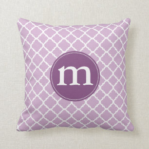Elegant Purple Moroccan Quatrefoil Personalized Throw Pillow