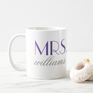 Elegant Purple Mrs Wedding Monogram Coffee Mug
