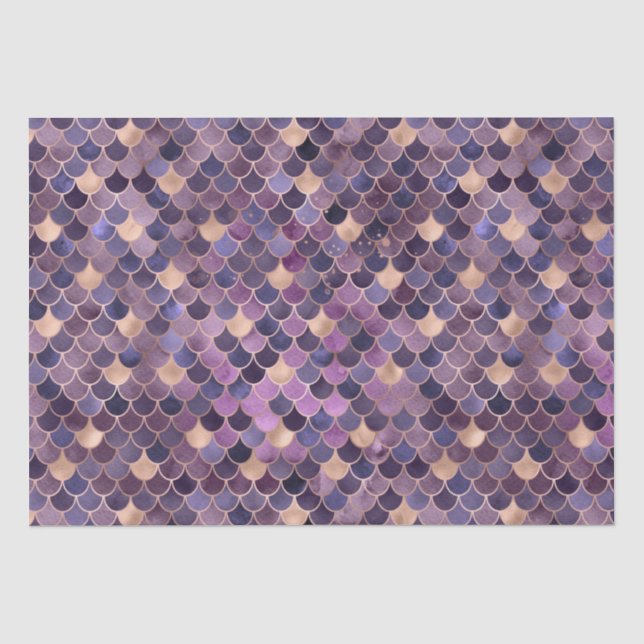 Elegant Purple Ombre Foil & Gold Mermaid Scales Tissue Paper (Front)