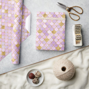 Elegant Purple Ombre Foil & Gold Mermaid Scales Wrapping Paper