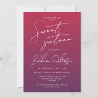 Elegant Purple Ombre Script Sweet Sixteen