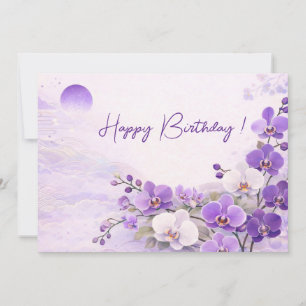 Elegant Purple Orchid Birthday Card