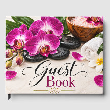 Elegant Purple Orchid Spa Guest Book Design