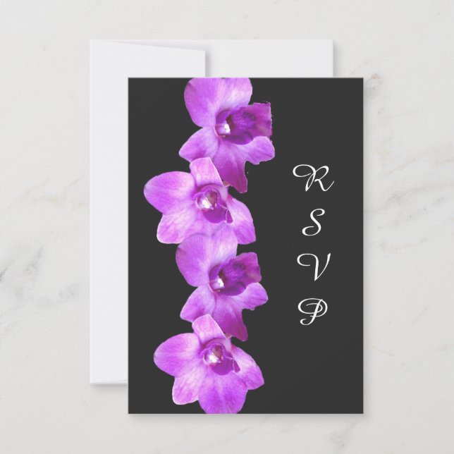 Elegant Purple Orchids RSVP Card (Front)