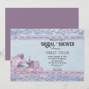 Elegant Purple Ornate Glitter Formal Bridal Shower Invitation