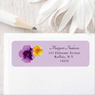 Elegant Purple Pansy Floral Return Address        