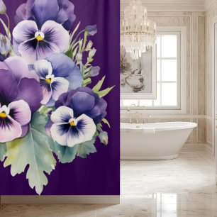 Elegant Purple Pansy Shower Curtain