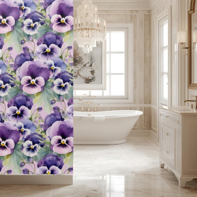 Elegant Purple Pansy Shower Curtain (Creator Uploaded)