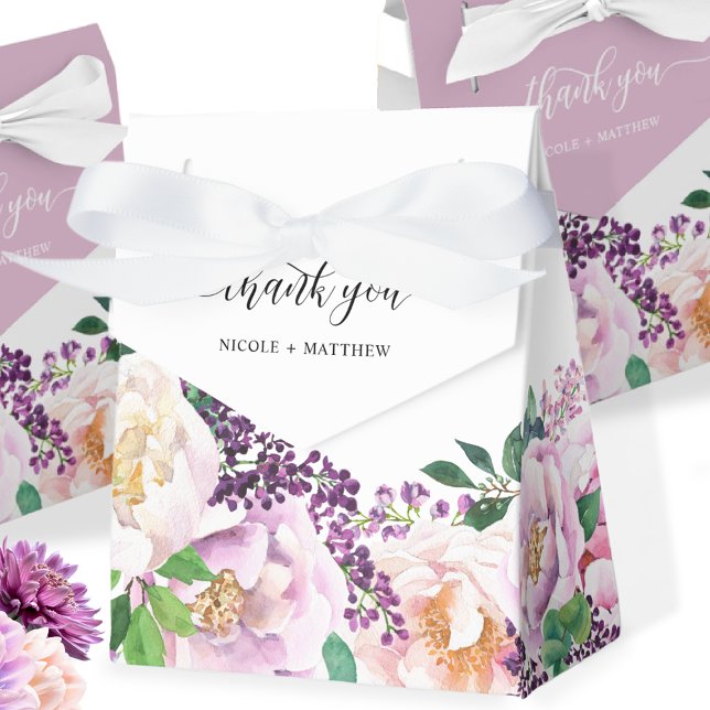 Elegant Purple, Peach and Pink Floral Favour Box (Creator Uploaded)