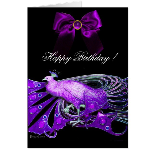 ÉLÉGANT PURPLE PEACOCK, GEM STONE ET BOW ANNIVERSA (Devant)