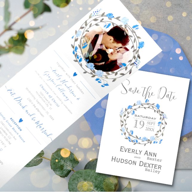 Elegant Purple Peony Floral Wedding   Tri-Fold Invitation (Creator Uploaded)