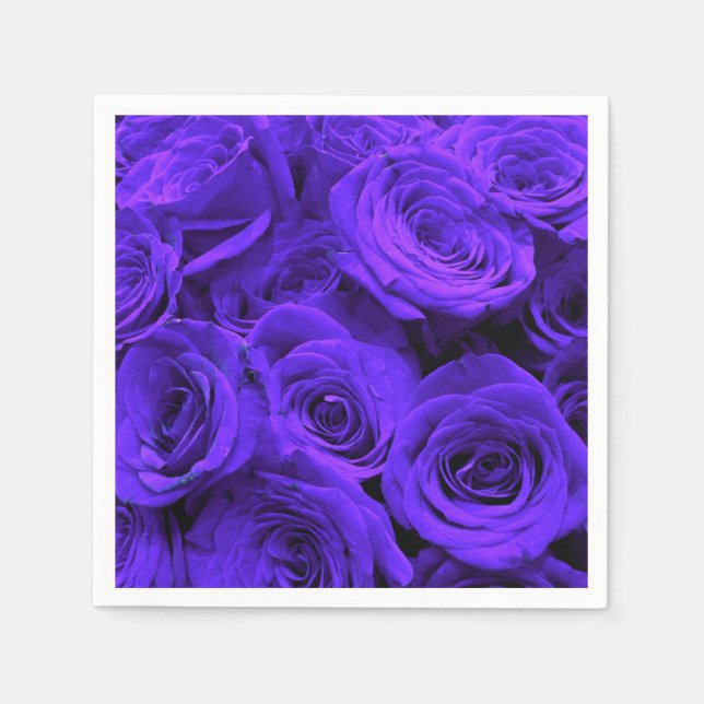 Elegant purple periwinkle blue purple roses      napkin (Front)