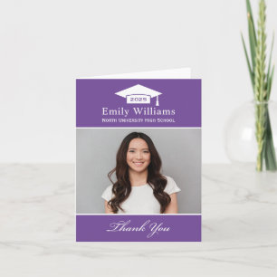 Elegant Purple Personalized Graduation Photo Thank You Card