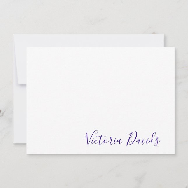 Elegant Purple Personalized Signature Script Card (Front)