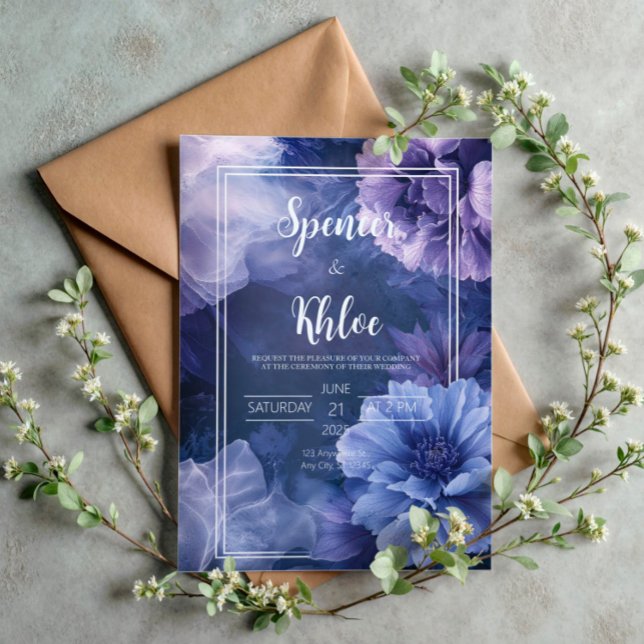 Elegant Purple Petal Bloom Wedding Invitation (Creator Uploaded)