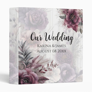 Elegant purple, pink, and maroon floral  binder