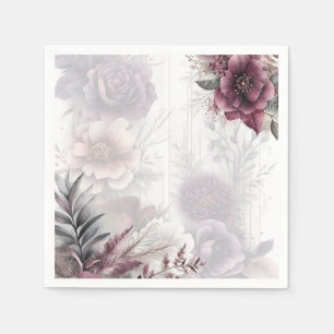 Elegant purple, pink, and maroon floral  napkin