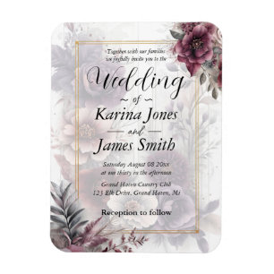 Elegant purple, pink, and maroon floral Wedding  Magnet