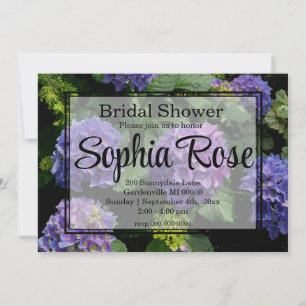 Elegant purple pink floral hydrangea bridal shower invitation