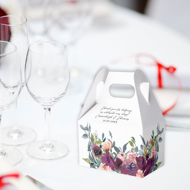 Elegant Purple Pink Floral Wedding  Favor Box (Creator Uploaded)