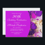 Elegant Purple Pink Gold Flowers 90th Birthday Invitation<br><div class="desc">90th birthday party invitation for women with an elegant pink, purple and gold flowers. Text, fonts, and wording are completely customizable, so although this card is designed for a lady who is celebrating her 90th birthday, it can be customized for any age. Contact us for help with customization or to...</div>
