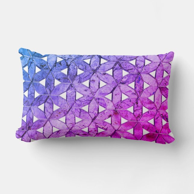Elegant Purple pink Mosaic Flower-of-Life Lumbar Pillow (Front)