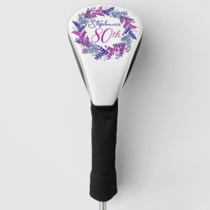 Elegant Purple Pink Wreath 80th Birthday Golf Head Cover