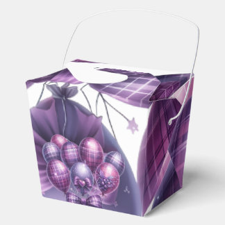 Elegant Purple Plaid Holiday Gift Bag with Bow Favor Box