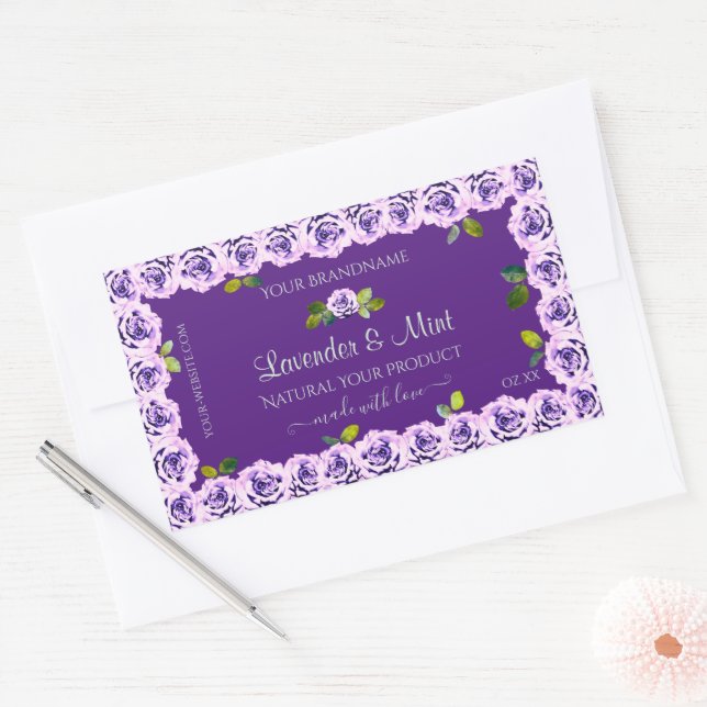 Elegant Purple Product Label Floral Blooming Roses (Envelope)