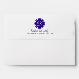 Elegant Purple Professional Monogram Address Envelope