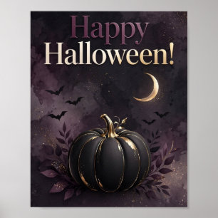 Elegant Purple Pumpkin Happy Halloween Art Print -