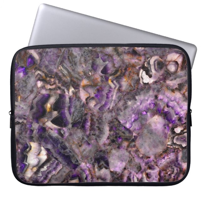 Elegant purple quartz granite stone marble pattern laptop sleeve (Front)