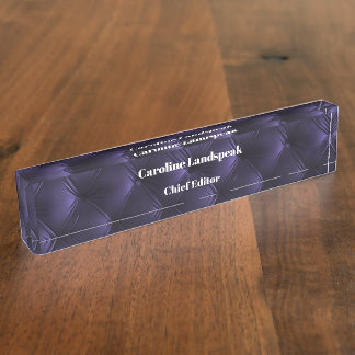 Elegant Purple Quilted Pattern Nameplate