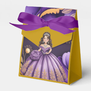 Elegant Purple Quinceañera Girl Art Favor Box