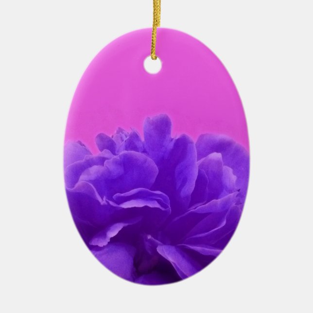 Elegant Purple Raspberry Floral Ceramic Ornament (Front)