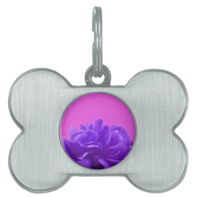 Elegant Purple Raspberry Floral Pet Name Tag (Front)