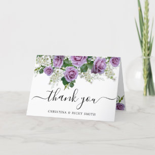 Elégant Purple Rose Bouquet Fleurs Mariage Merci