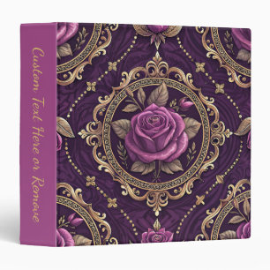 Elegant Purple Rose Gold Vintage Personalized Binder