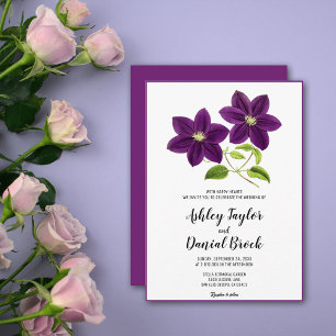 Elegant Purple Rose Romantic Summer Floral Wedding Invitation
