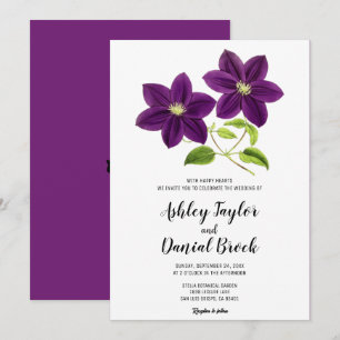 Elegant purple rose watercolor floral Wedding Invi Invitation