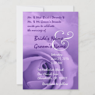 Elegant PURPLE Rose Wedding Invitation
