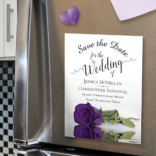 Elegant Purple Rose Wedding Save the Date Magnet