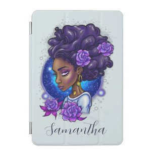 Elegant Purple Roses Afro Woman iPad Mini Cover