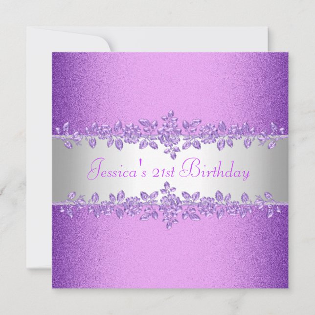 Elegant Purple Roses Birthday Party Invitation (Front)