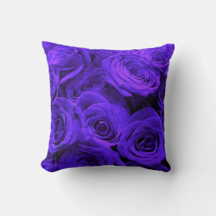 Elegant purple roses floral flowers throw pillow